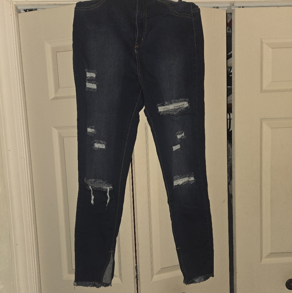 Fashion Nova Distressed Indigo Jeans